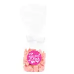 Sachet cadeau d’oursons acidulés au melon d’eau avec boucle - emballage rose