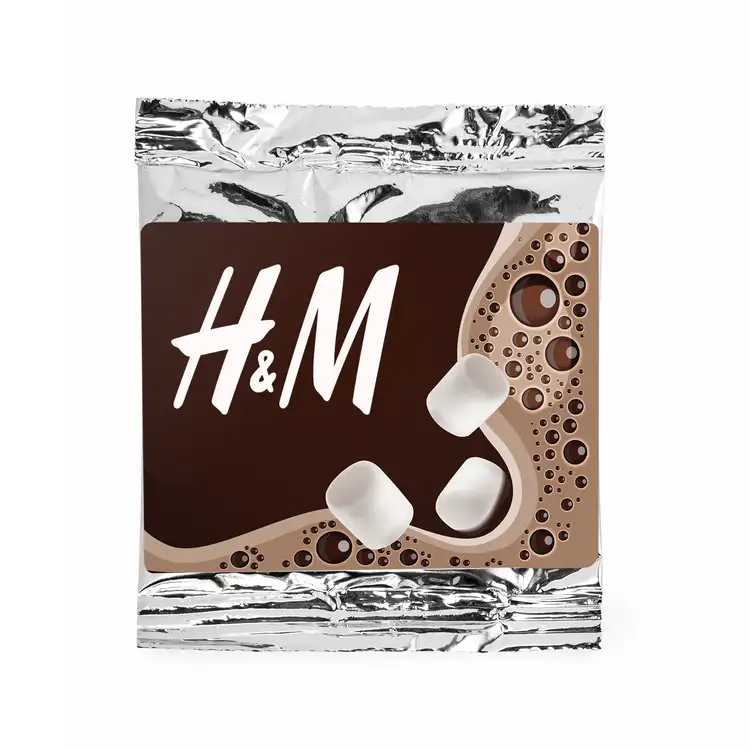 Single-serve hot cocoa packet with colour label #2