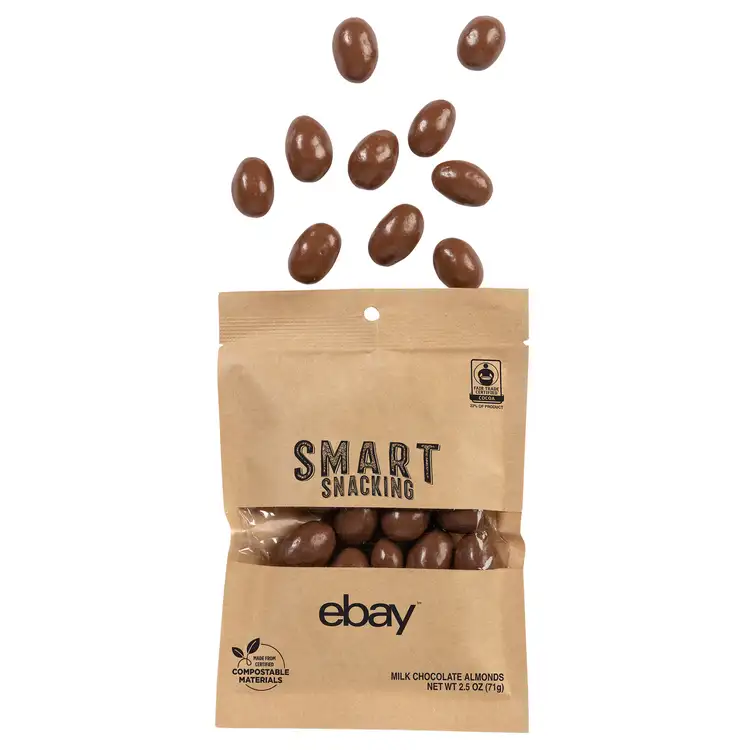 Fairtrade Compostable Kraft Pouch with Milk Chocolate Almonds 2.5 oz #2