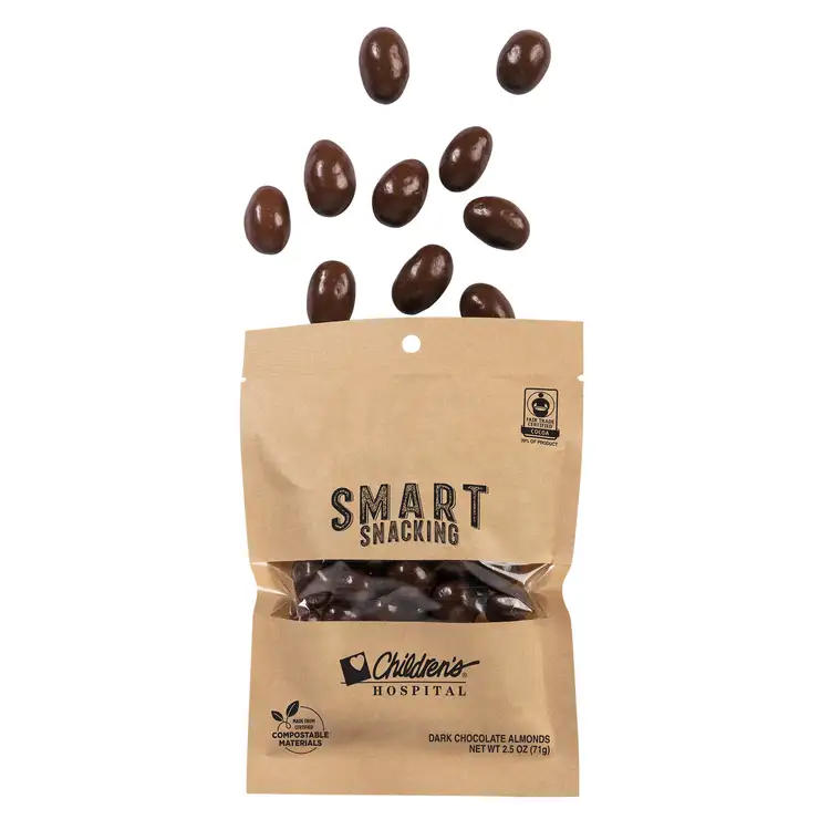 Fairtrade Compostable Kraft Pouch with Dark Chocolate Almonds 2.5 oz #3
