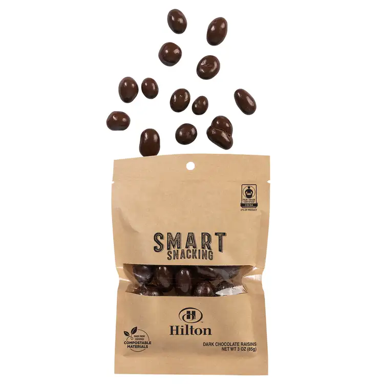 Fairtrade Compostable Kraft Pouch with Dark Chocolate Raisins 3 oz #2