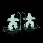 Serre-livres avec inukshuks en verre jade