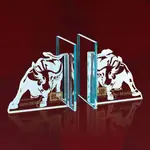 Serre-livres taureaux en verre jade