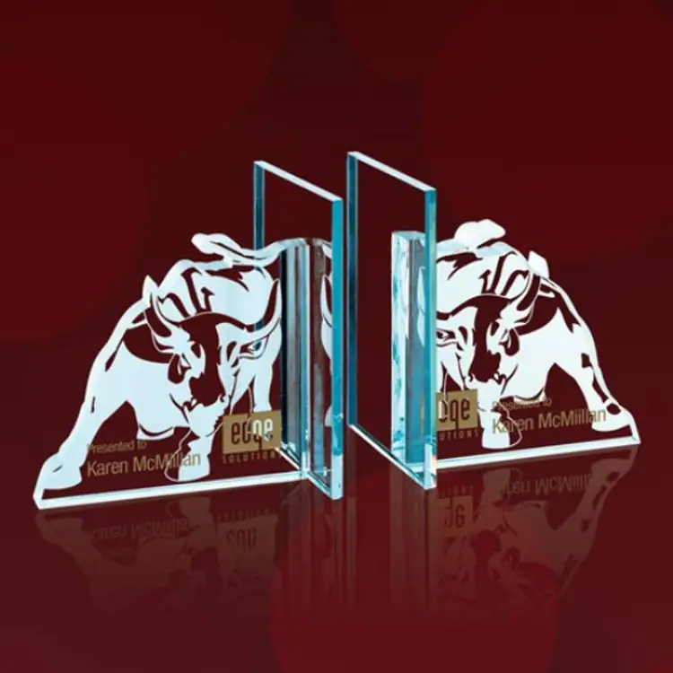 Bull Jade Glass Bookends
