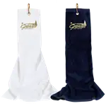 Serviette de golf avec mousqueton doré
