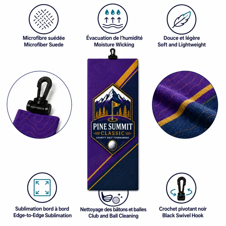 Trifold Suede Microfibre Golf Towel #2