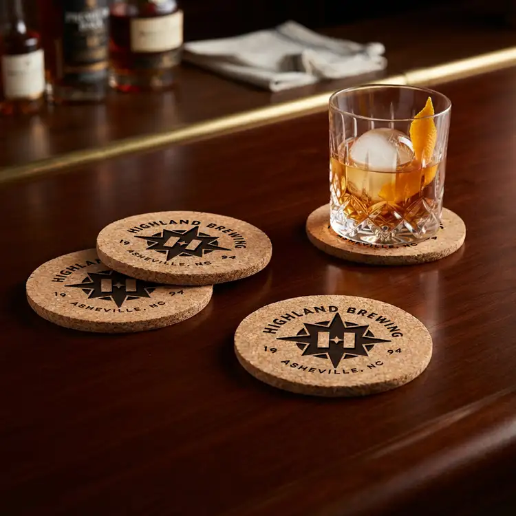 Gerrity Cork Coasters - Laser Engraved #4