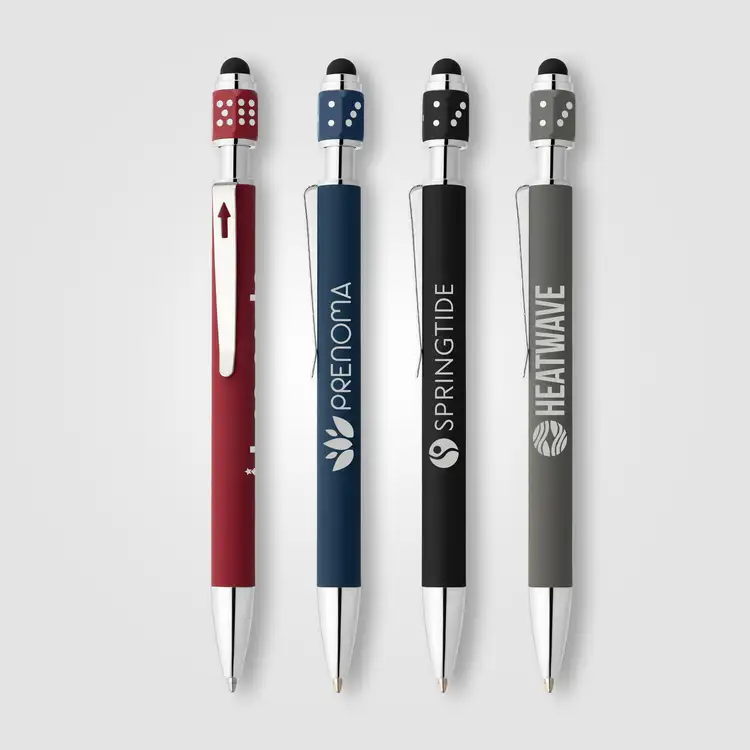 Stylo Ace en aluminium recyclé avec dé rotatif et stylet
