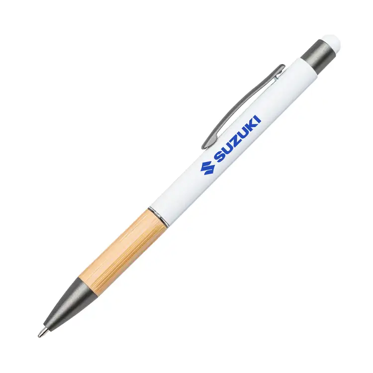 Assia Aluminum Pen with Bamboo Grip & Blue Ink Refill #8
