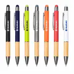 Stylo Assia en aluminium avec prise en bambou et encre bleue