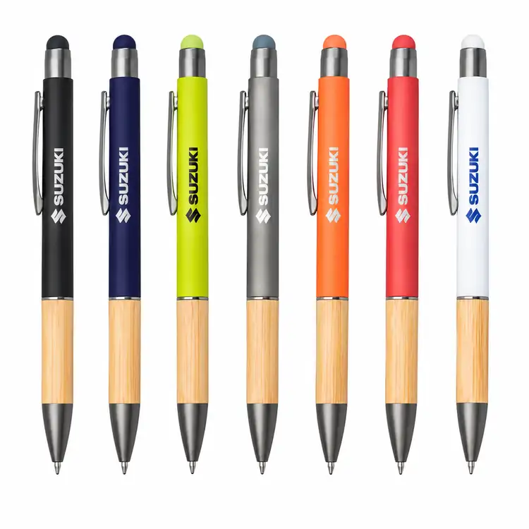 Assia Aluminum Pen with Bamboo Grip & Blue Ink Refill