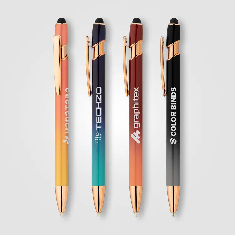 Stylo Ellipse Ombre avec stylet et accents or rose