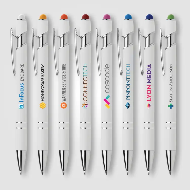 Ellipse Softy White Barrel Metal Pen with Stylus