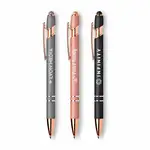 Stylo Ellipse Softy métallique avec stylet et accents or rose