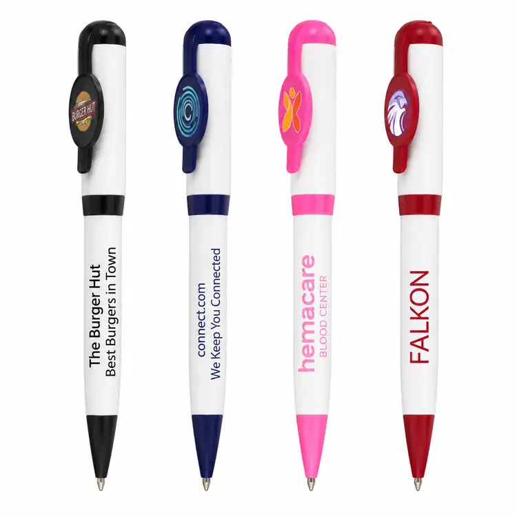 Jumbo Billboard White Twist Pen with Multicolor Print