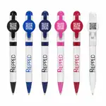 Stylo Jumbo QR Billboard blanc à rotation avec accents colorés