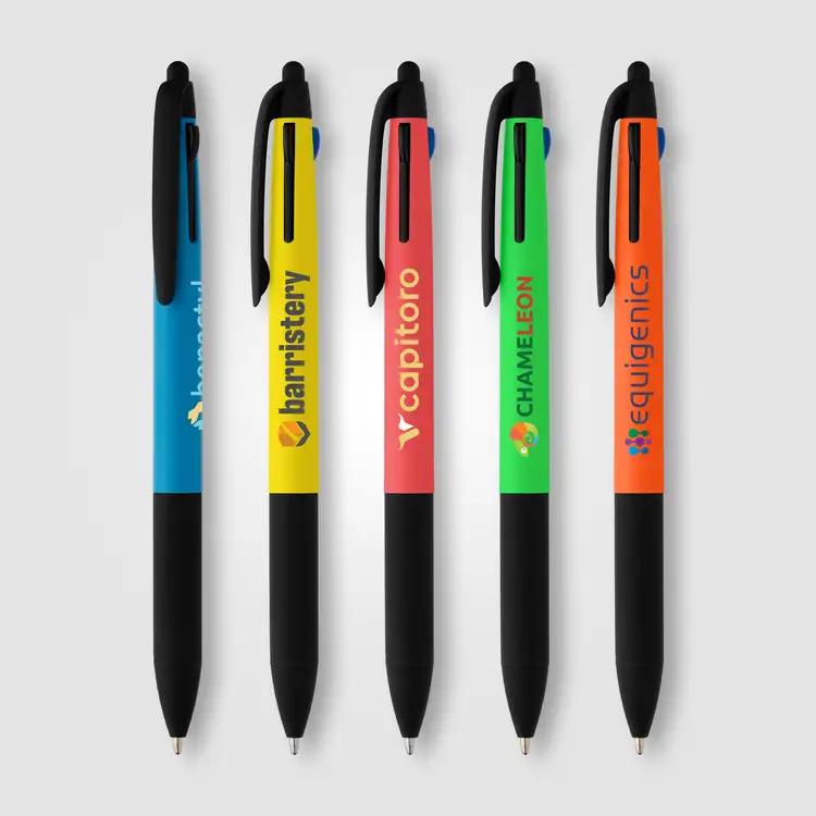 Malta Essentials Recycled Plastic 3-in-1 Stylus Neon Grip Multi-Ink Pen