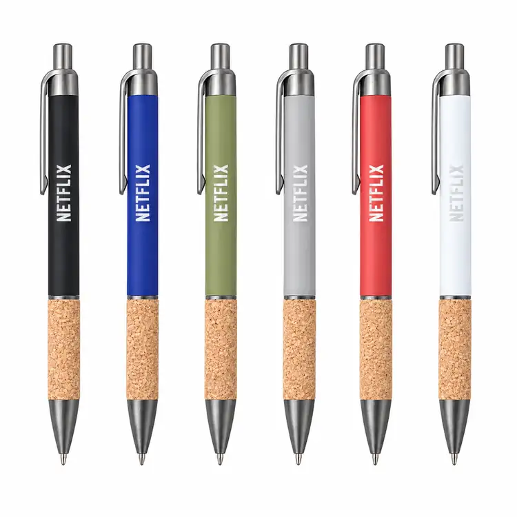 Otto Aluminum Pen with Cork Grip & Blue Ink Refill