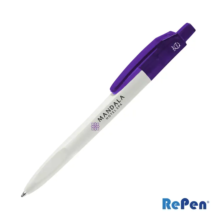 RePen Squared White rPET Pen with Translucent Accents #4