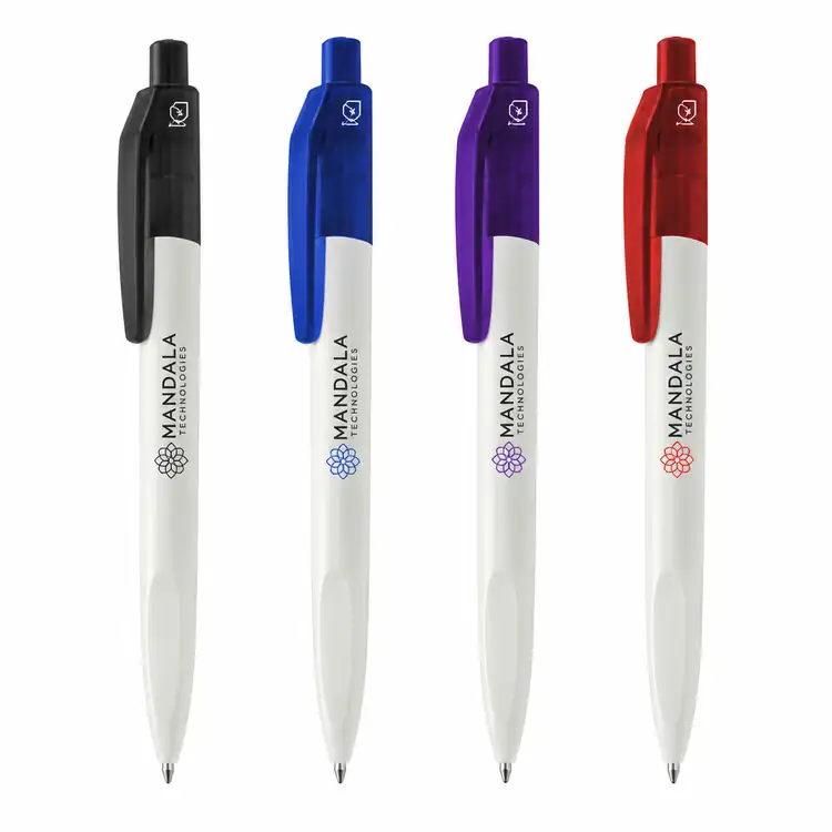 RePen Squared White rPET Pen with Translucent Accents