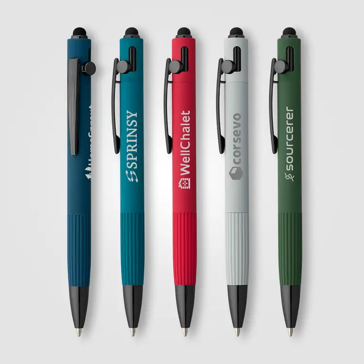 Stylo Saga en aluminium recyclé à mécanisme coulissant avec stylet #2