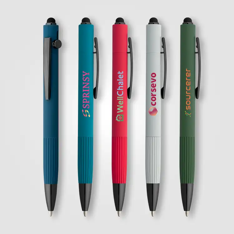 Stylo Saga en aluminium recyclé à mécanisme coulissant avec stylet