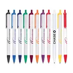Stylo Value Slim à corps blanc brillant - Accents colorés mats