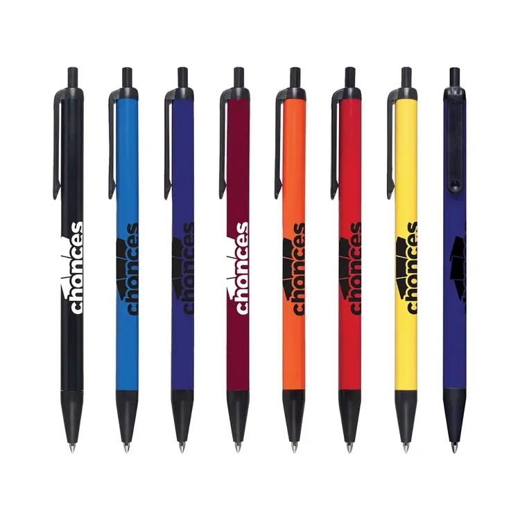 Stylo Value Slim à corps coloré brillant - Accent noir mat