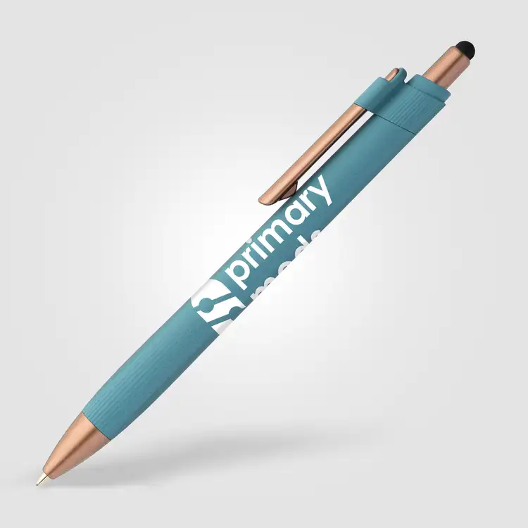 Stylo à bille York en plastique recyclé à accents bronze avec stylet #10
