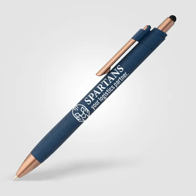Stylo à bille York en plastique recyclé à accents bronze avec stylet #12