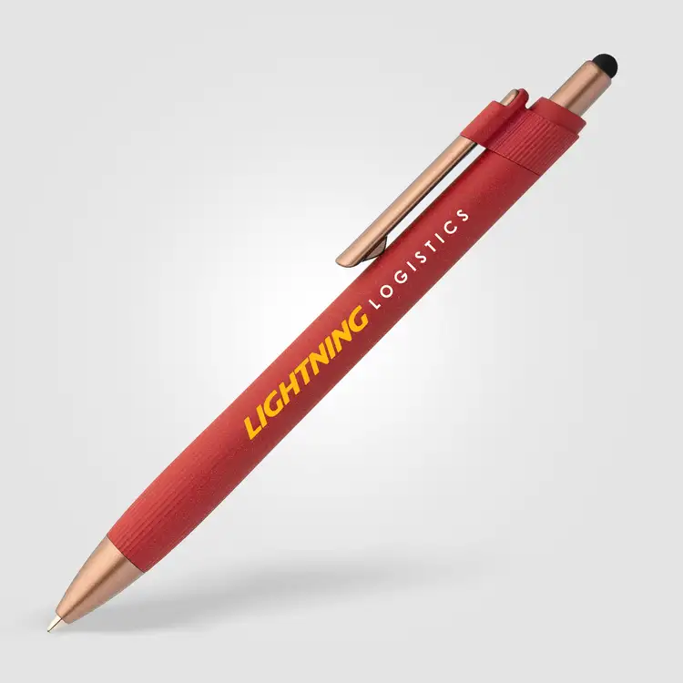 Stylo à bille York en plastique recyclé à accents bronze avec stylet #13