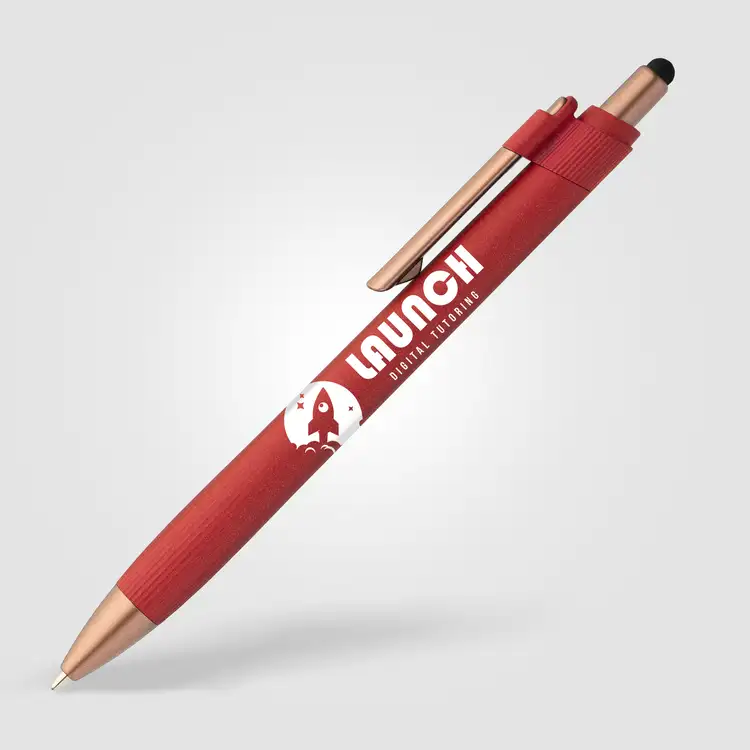Stylo à bille York en plastique recyclé à accents bronze avec stylet #14