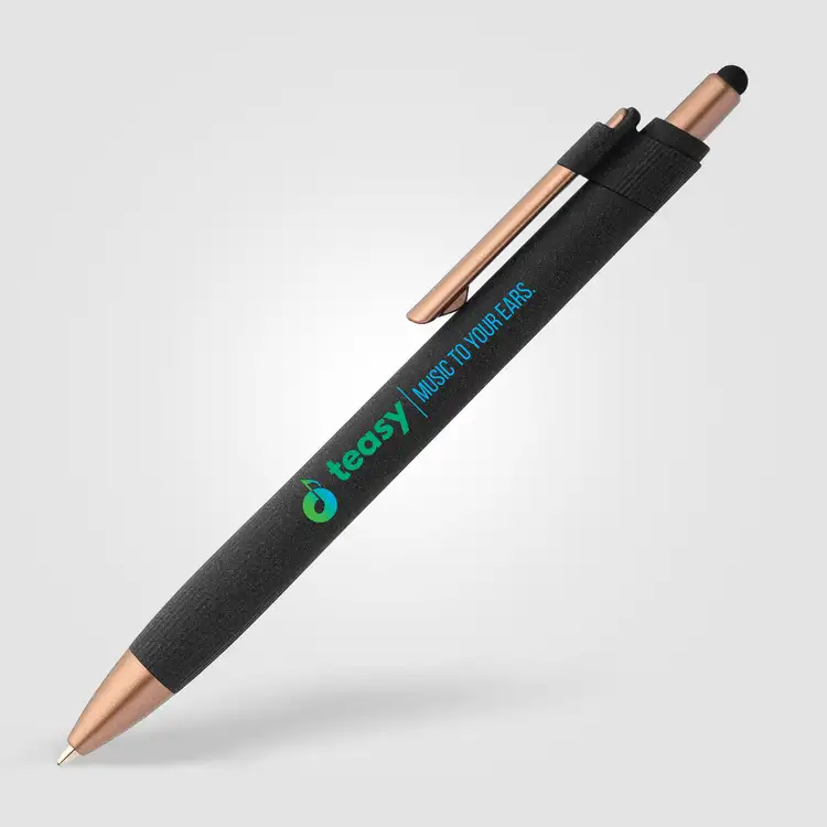 Stylo à bille York en plastique recyclé à accents bronze avec stylet #3