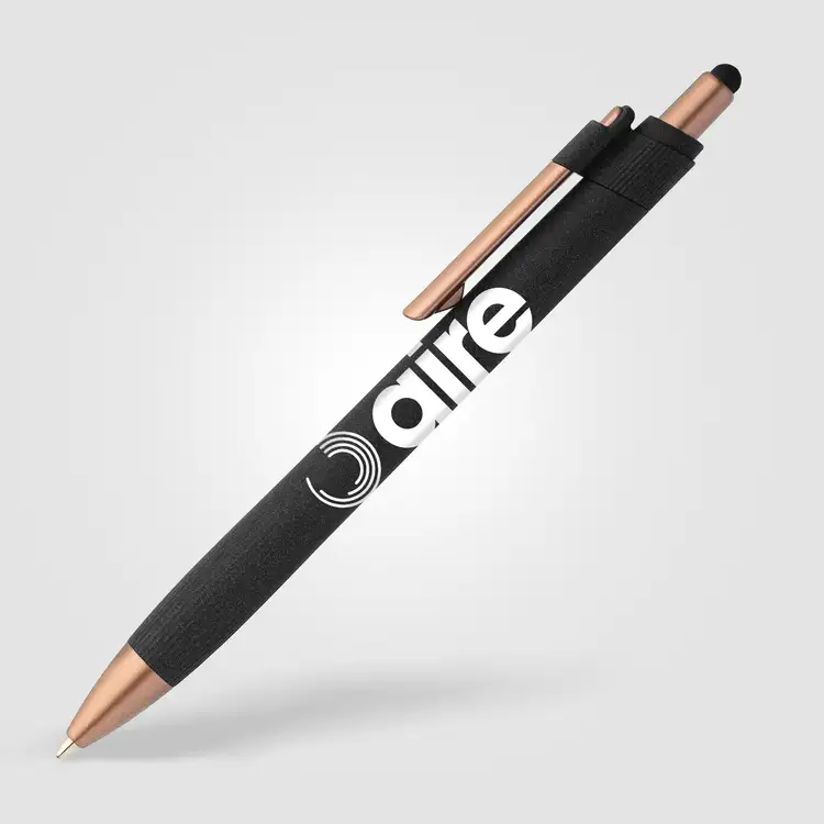 Stylo à bille York en plastique recyclé à accents bronze avec stylet #4