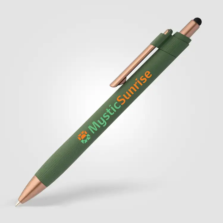 Stylo à bille York en plastique recyclé à accents bronze avec stylet #7