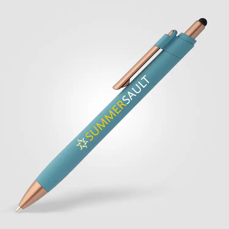 Stylo à bille York en plastique recyclé à accents bronze avec stylet #9