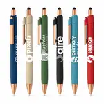 Stylo à bille York en plastique recyclé à accents bronze avec stylet