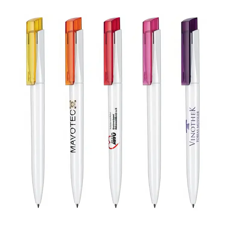 Fresh Solid Barrel and Transparent Clip Ballpoint Pen