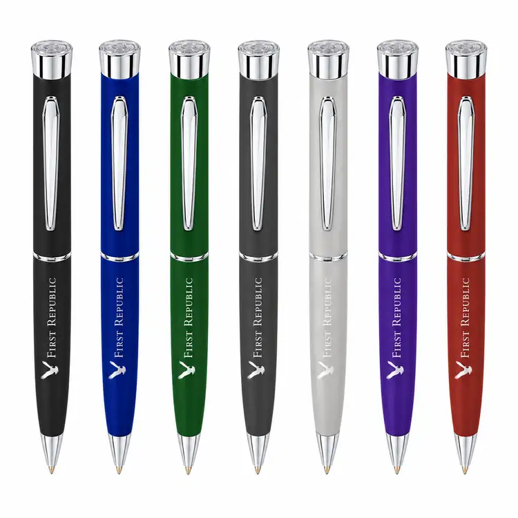 Garland Color Matte Custom Emblem Ballpoint Pen - Chrome