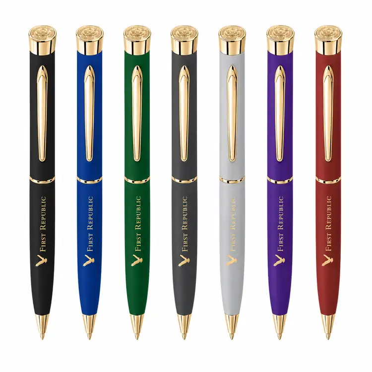 Garland Color Matte Custom Emblem Ballpoint Pen - Gold