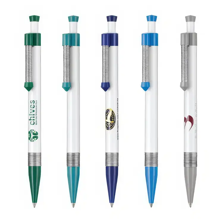 Spring Double Ballpoint Pen with Metal Grip