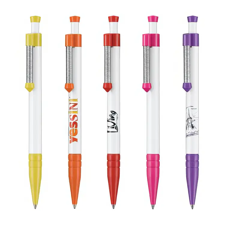 Spring Single Ballpoint Pen with Spring Clip