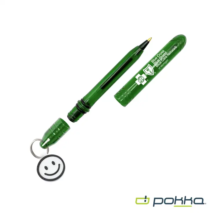 Pokka Pocket Pen with Dock and Chrome Keyring and Customizable Charm #12
