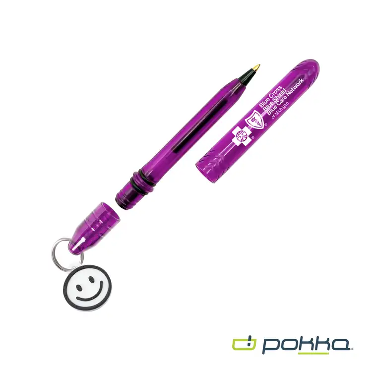 Pokka Pocket Pen with Dock and Chrome Keyring and Customizable Charm #13