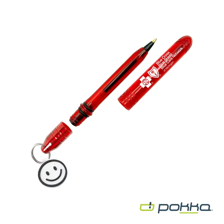 Pokka Pocket Pen with Dock and Chrome Keyring and Customizable Charm #14