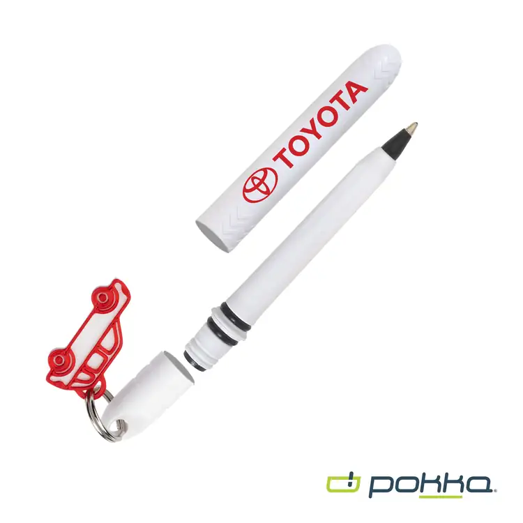 Pokka Pocket Pen with Dock and Chrome Keyring and Customizable Charm #16