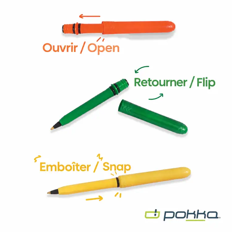 Pokka Pocket Pen with Dock and Chrome Keyring and Customizable Charm #19