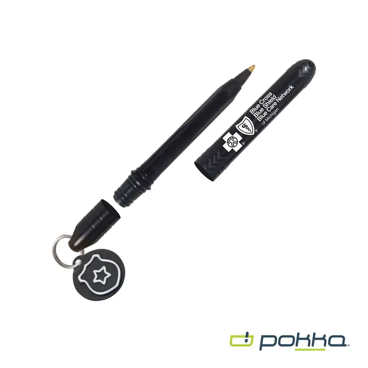 Pokka Pocket Pen with Dock and Chrome Keyring and Customizable Charm #2