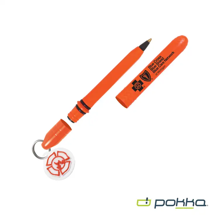 Pokka Pocket Pen with Dock and Chrome Keyring and Customizable Charm #3