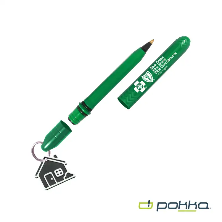 Pokka Pocket Pen with Dock and Chrome Keyring and Customizable Charm #5